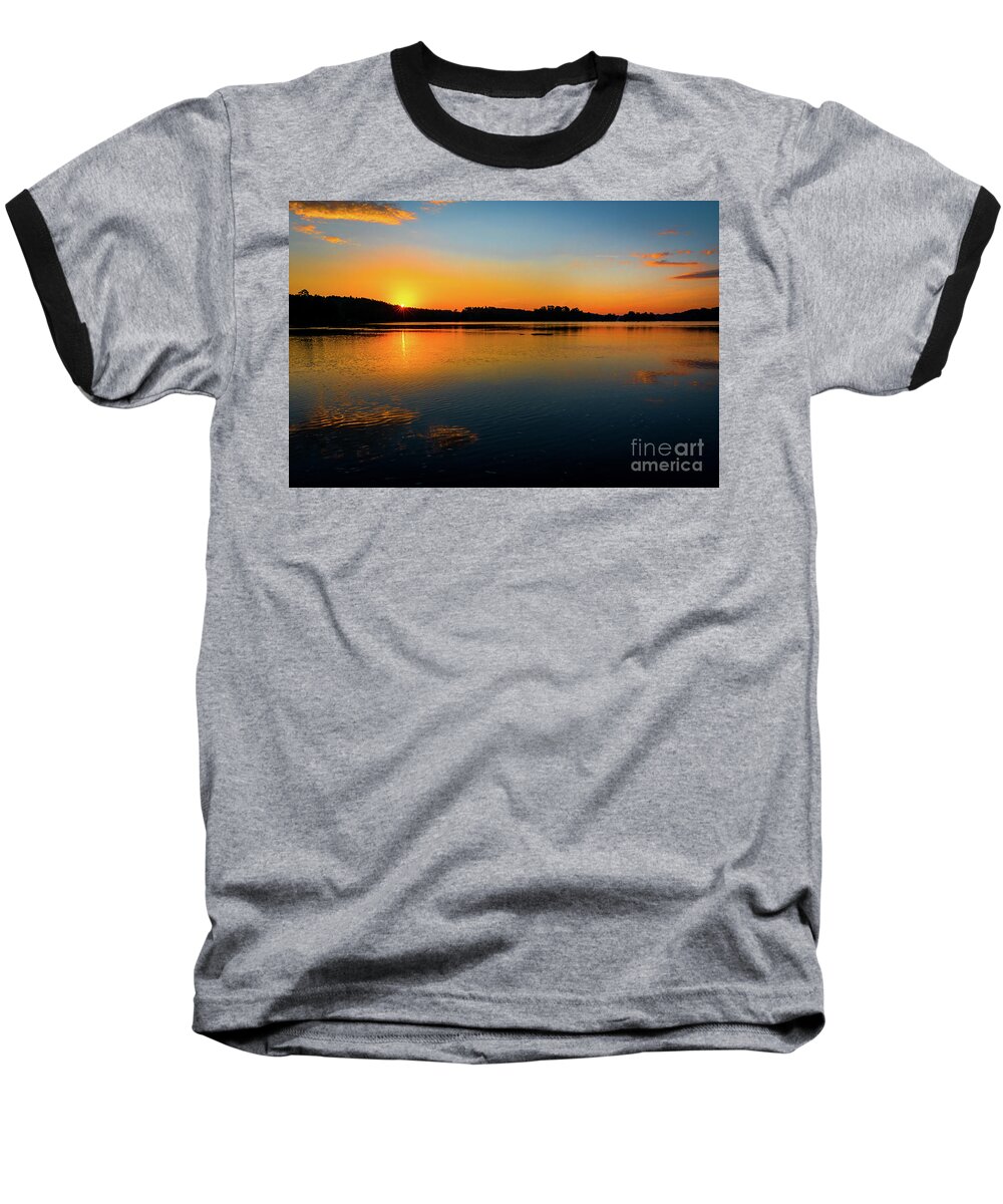 Savannah River Sunrise - Augusta Ga Baseball T-Shirt featuring the photograph Savannah River Sunrise - Augusta GA by Sanjeev Singhal