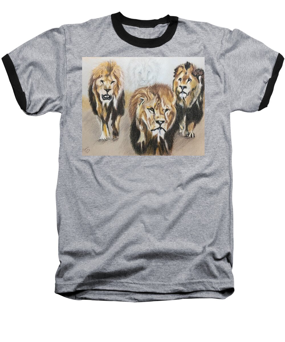 Lions Baseball T-Shirt featuring the painting Searching for the Dentist by Maris Sherwood