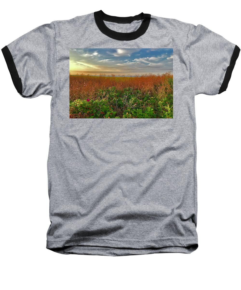  Seaside Meadow Baseball T-Shirt featuring the photograph Seaside Meadow by Linda Sannuti