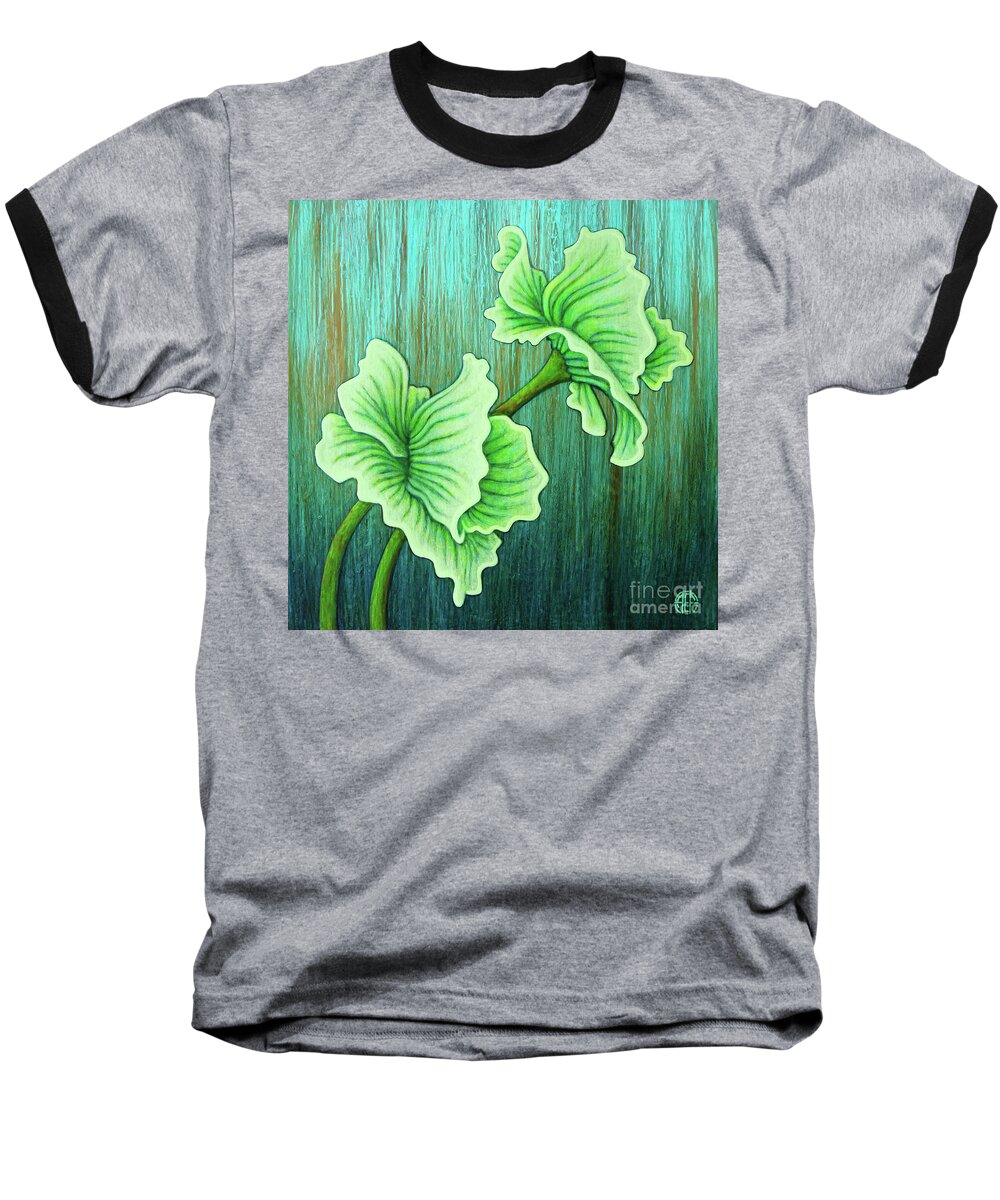 Poppy Baseball T-Shirt featuring the painting Seaside Mourning by Amy E Fraser