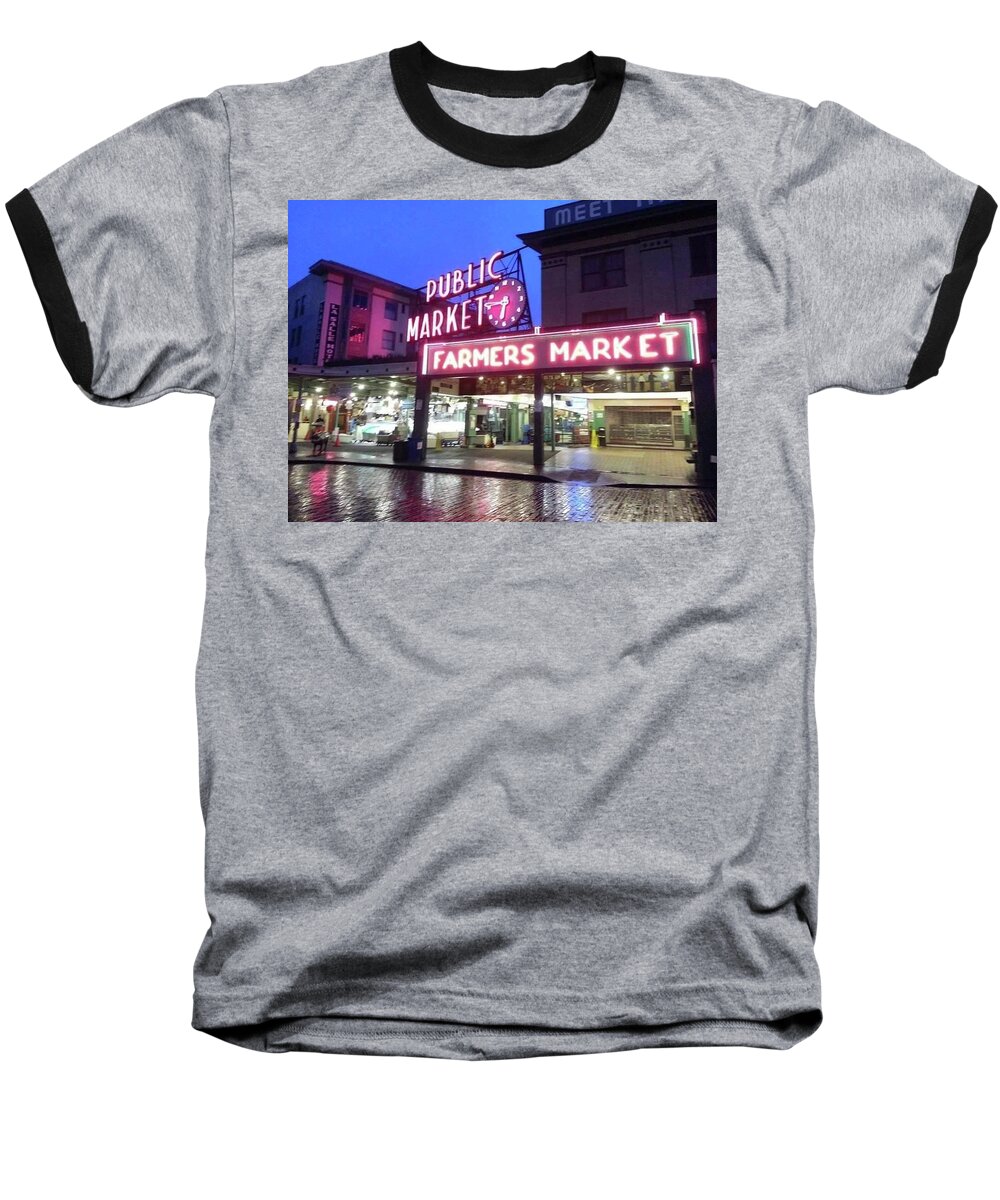 Public Market Baseball T-Shirt featuring the photograph Seattle by FD Graham