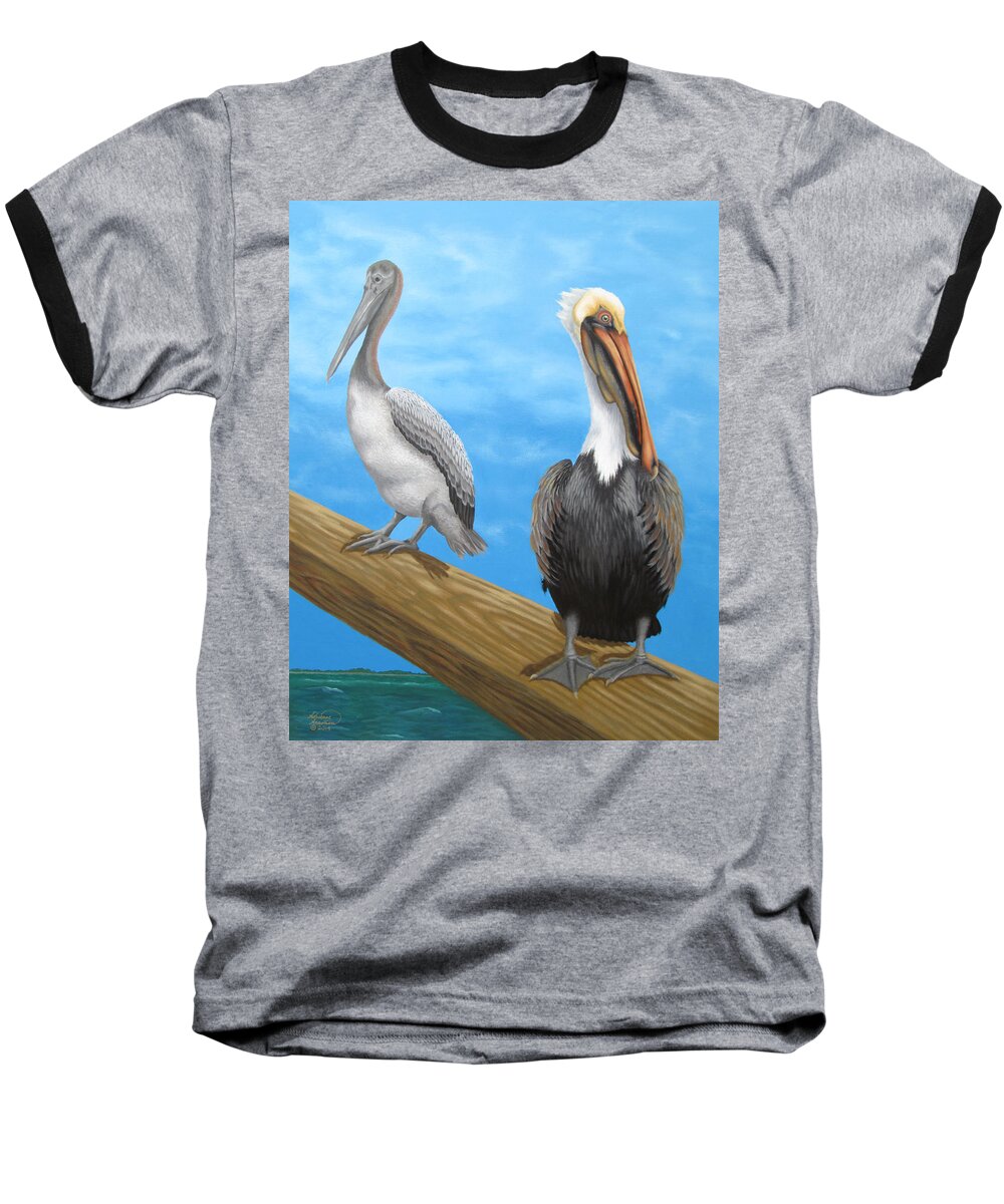 Bird Baseball T-Shirt featuring the painting Senford and Son by Adrienne Dye