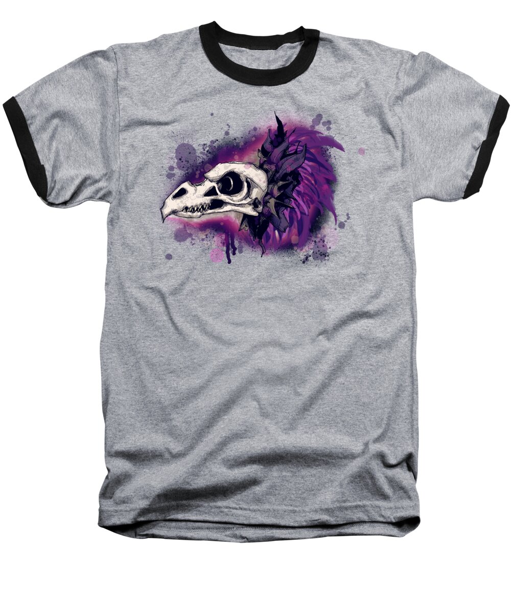 Skeksis Skull Baseball T-Shirt featuring the drawing Skeksis Skull by Ludwig Van Bacon