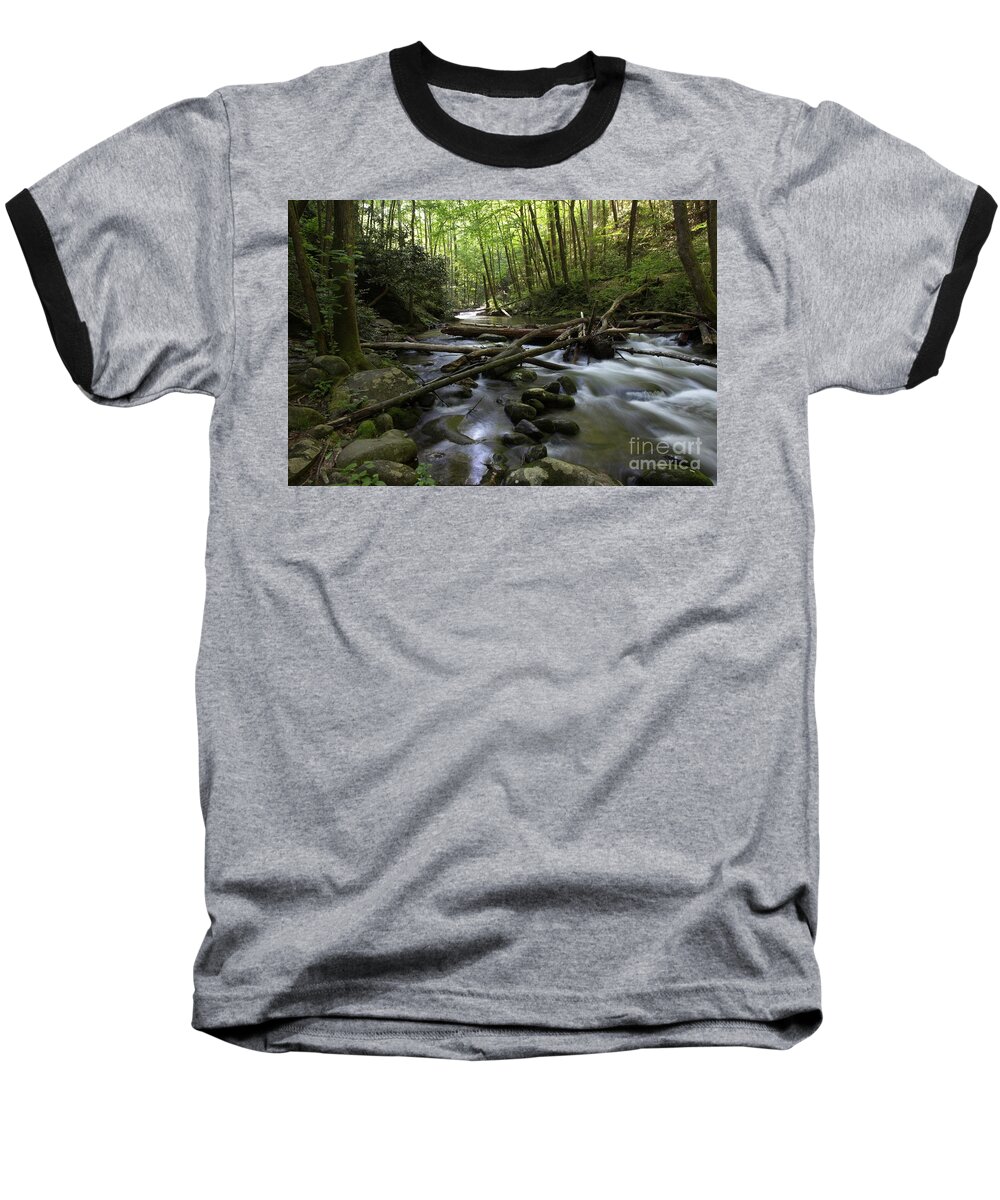 Smoky Baseball T-Shirt featuring the photograph Smoky Mountain Stream by Douglas Stucky