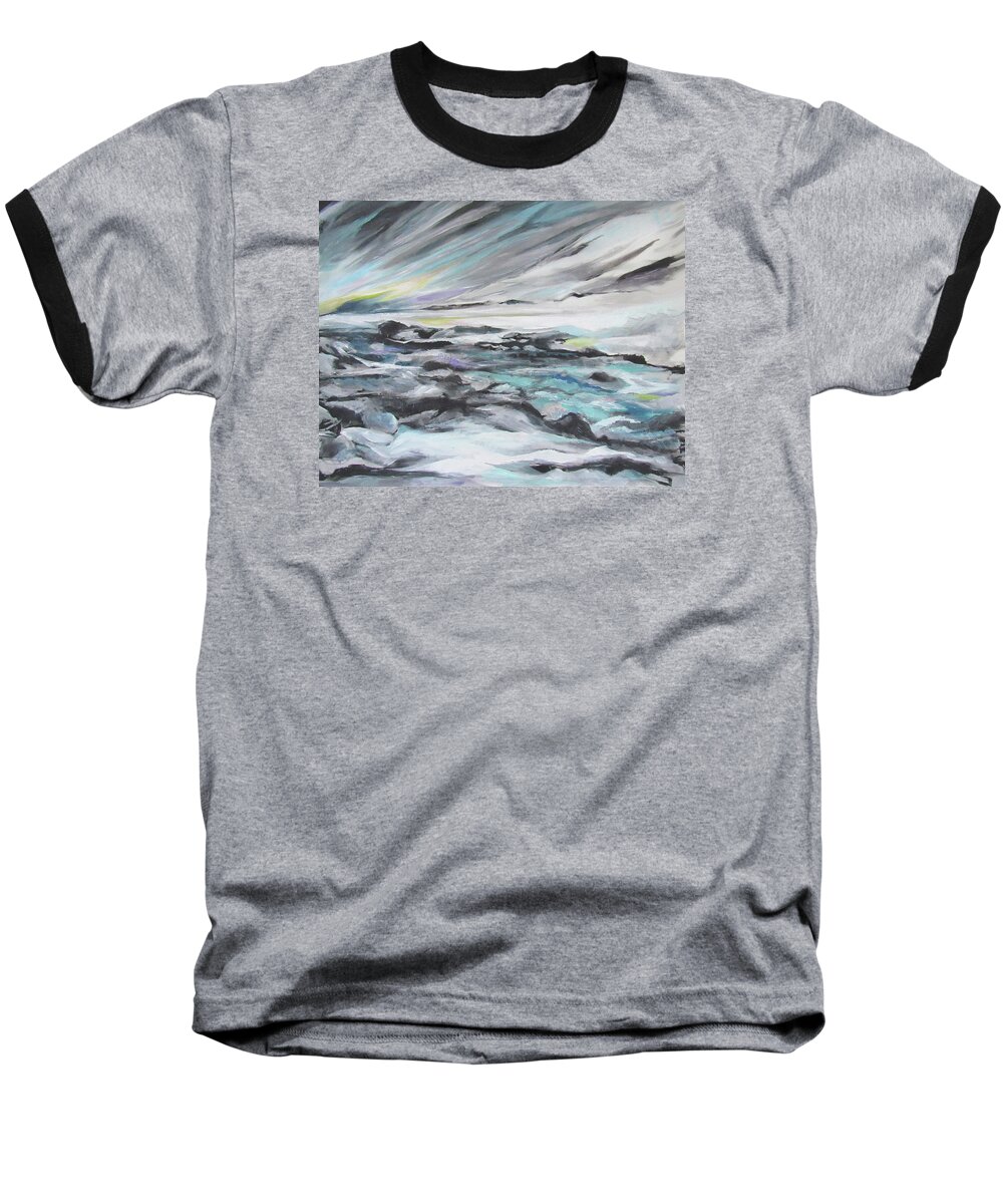 Snow Baseball T-Shirt featuring the painting Snow Flow by Jean Batzell Fitzgerald