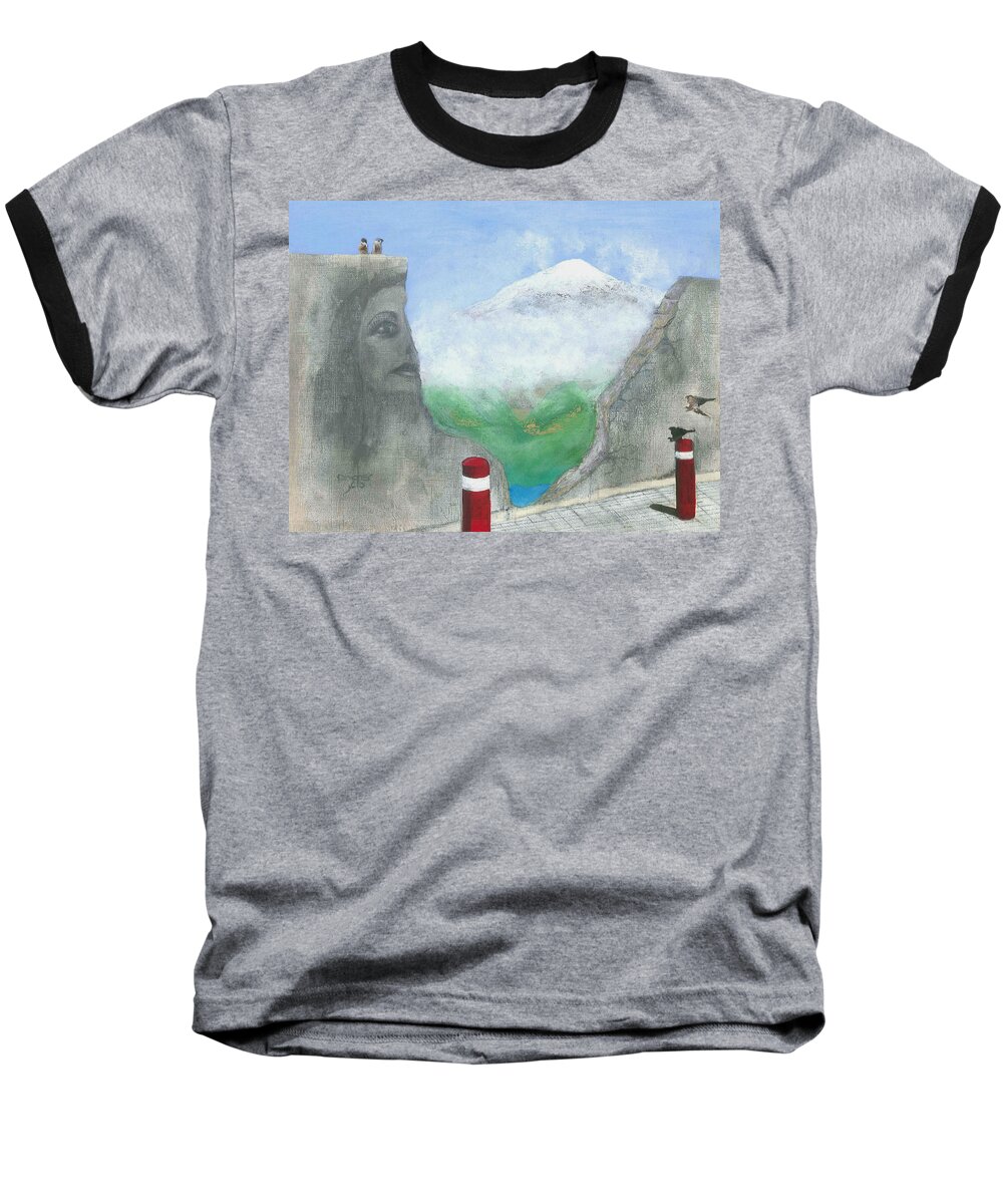 Lebanon Baseball T-Shirt featuring the painting Songbirds of an Arab Spring by Joe Dagher