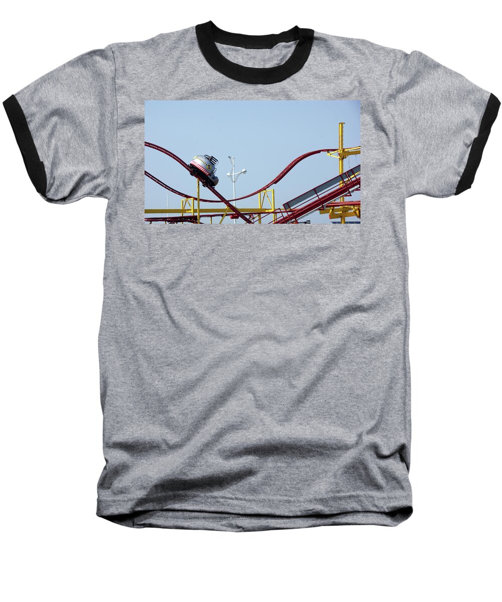 Southport Baseball T-Shirt featuring the photograph  SOUTHPORT. The Fairground. Crash Test Ride. by Lachlan Main