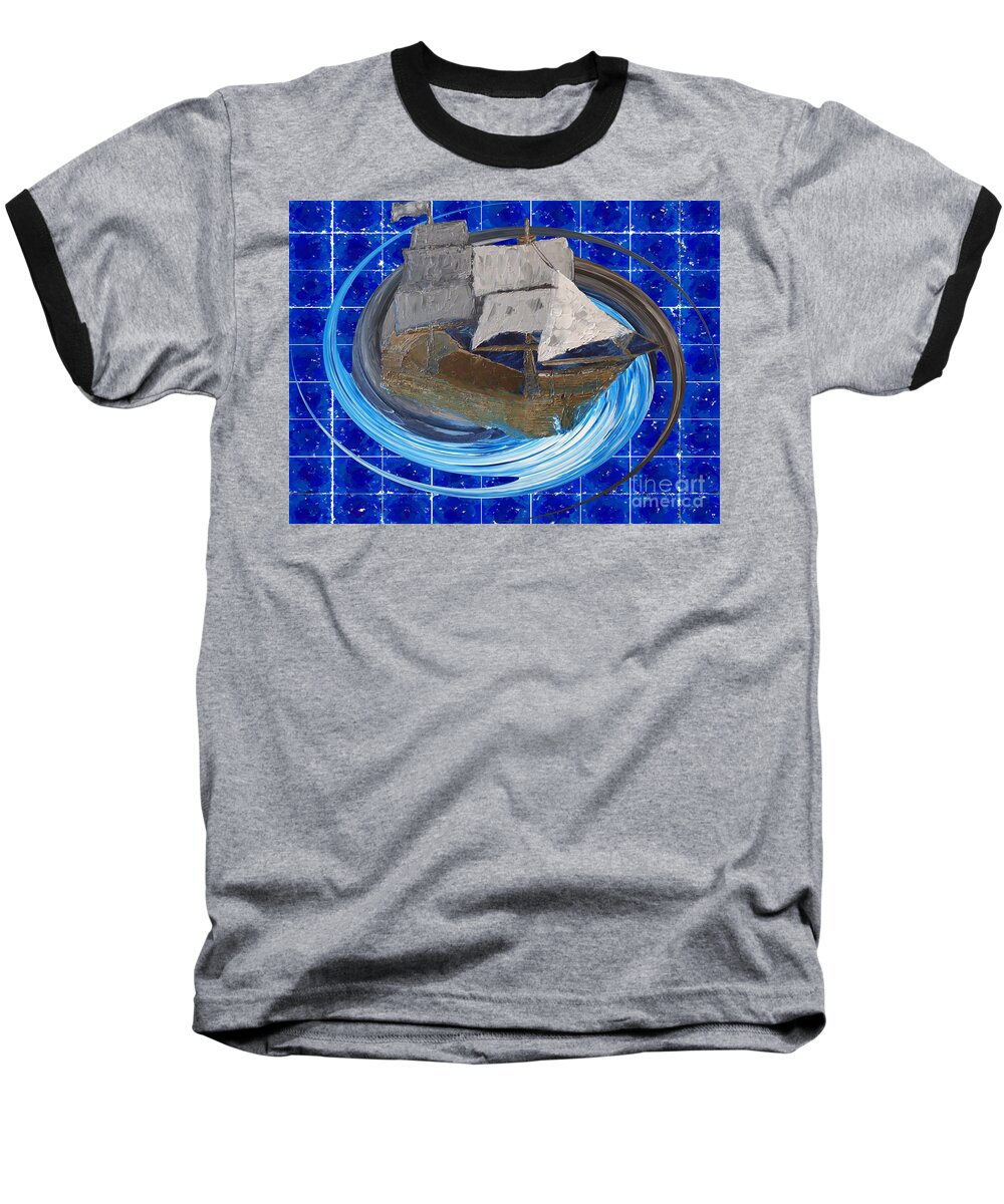 Ship Baseball T-Shirt featuring the painting Space Ship by Bill King