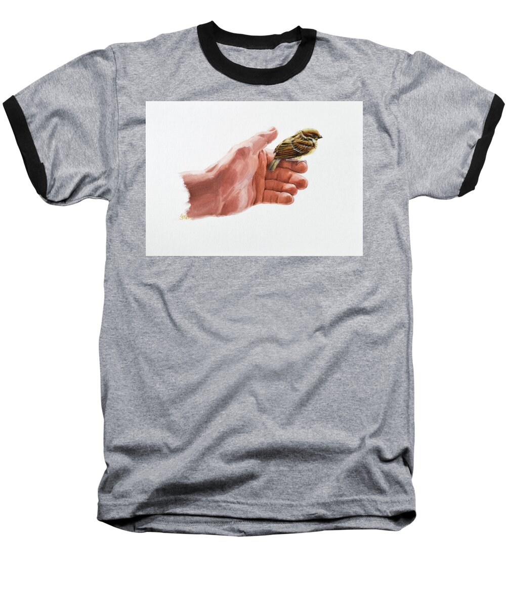 Graham Baseball T-Shirt featuring the painting Sparrow in His Hand by Graham Braddock