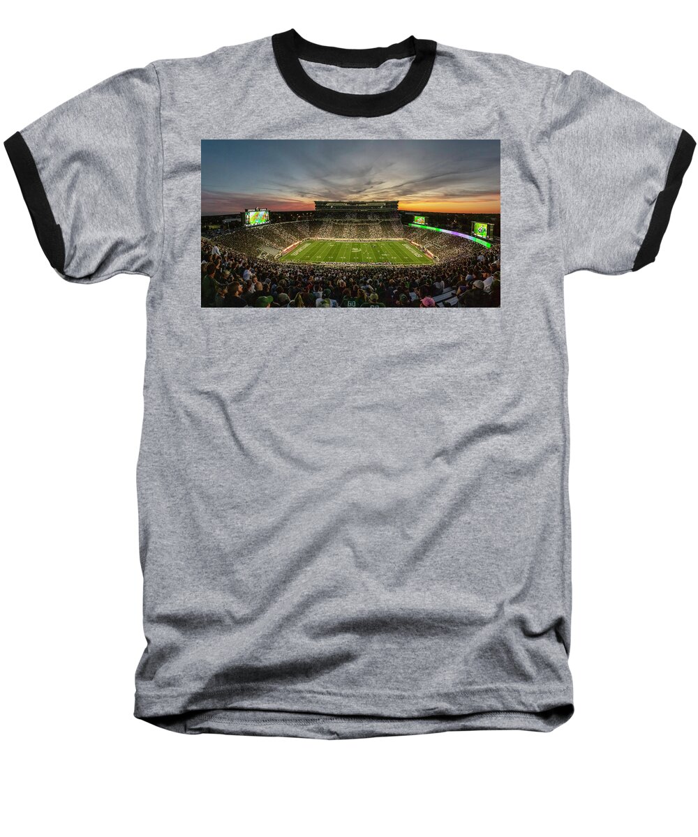Big Ten Baseball T-Shirt featuring the photograph Spartan Stadium at Sunset by John McGraw