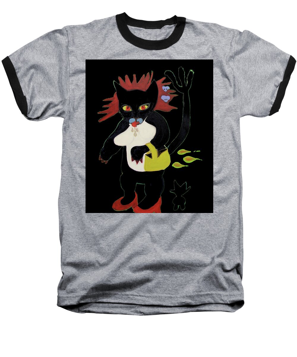 Spooky Baseball T-Shirt featuring the digital art Spooky Cat by Gail Eisenfeld