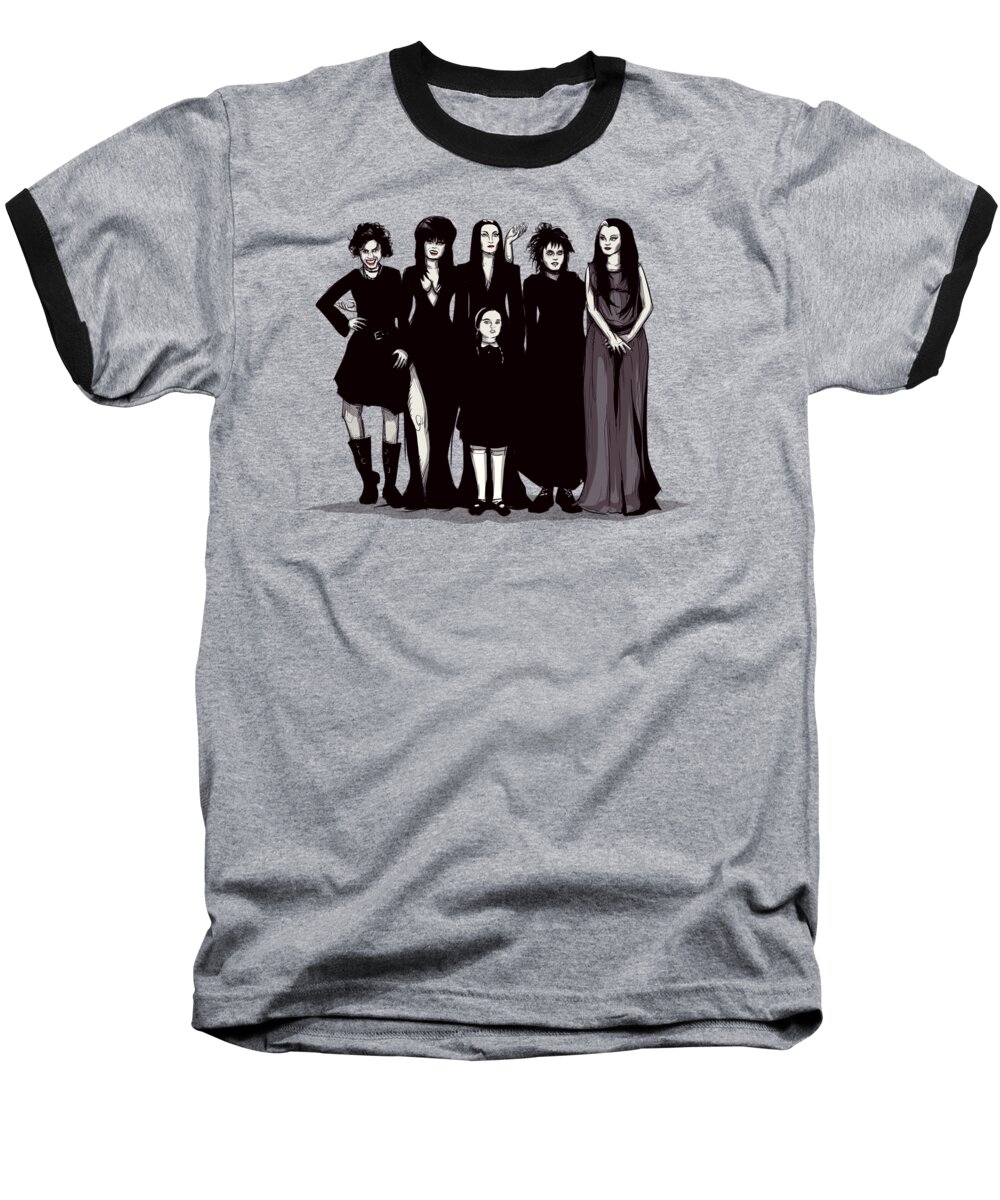 Craft Baseball T-Shirt featuring the drawing Spooky Girls by Ludwig Van Bacon