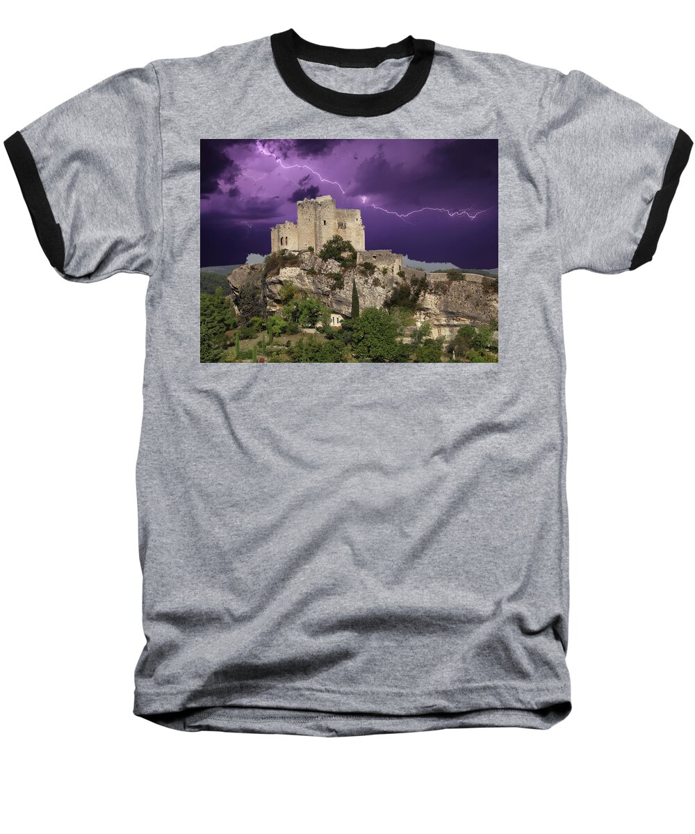 France Baseball T-Shirt featuring the photograph Square towers of the citadel by Steve Estvanik