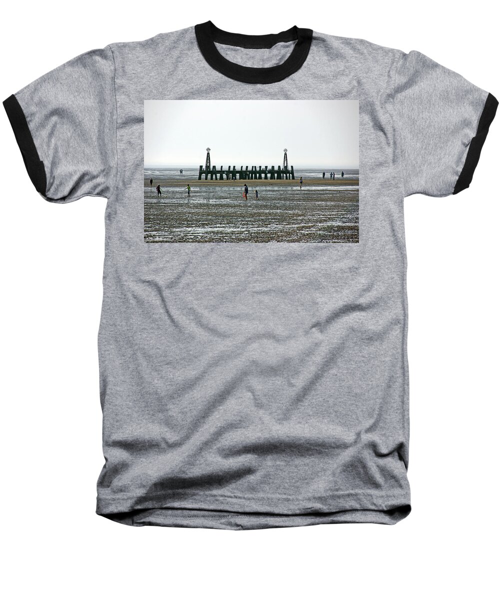 St Annes Baseball T-Shirt featuring the photograph  ST. ANNES. On The Beach. by Lachlan Main
