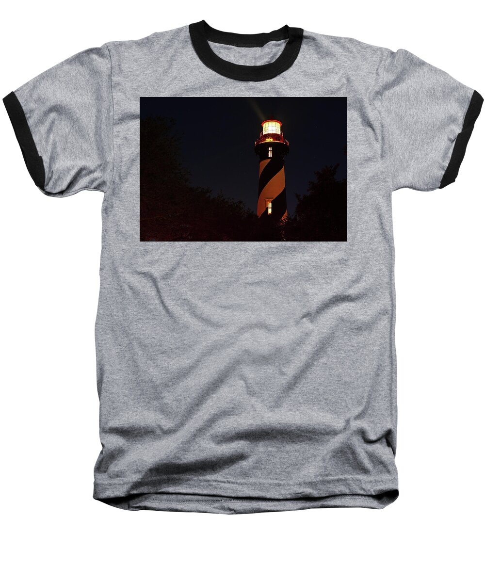 St Augustine Baseball T-Shirt featuring the photograph St Augustine Lighthouse by Ben Prepelka