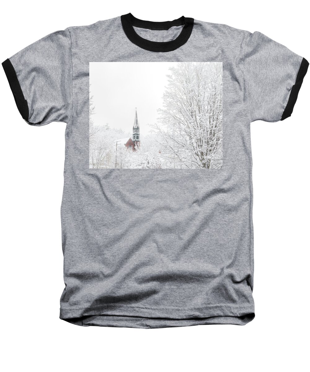 Vermont Baseball T-Shirt featuring the photograph St Elizabeth Snow by Tim Kirchoff