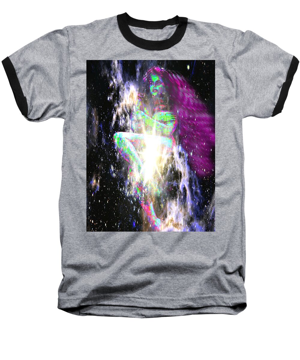 Stars Baseball T-Shirt featuring the digital art Star Girl Fantasy by Katy Hawk