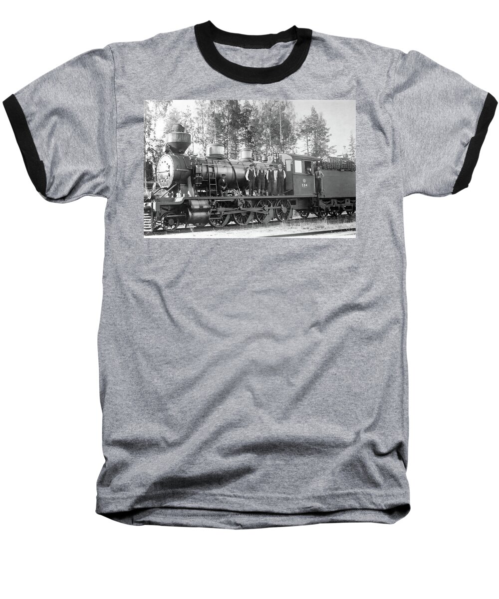 Old Baseball T-Shirt featuring the photograph Steam Engine Locomotive 594 Finland by Johanna Hurmerinta