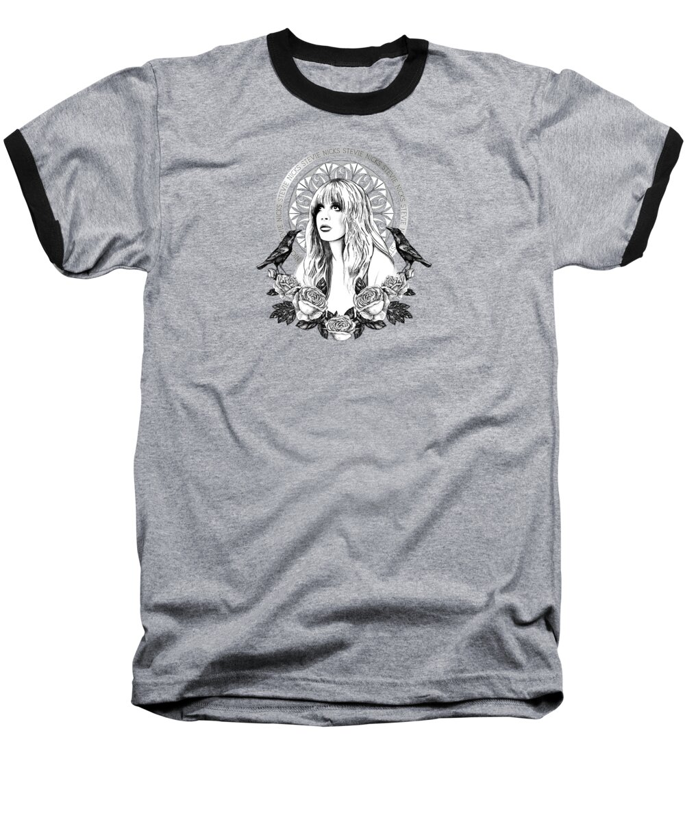 Painting Baseball T-Shirt featuring the painting Stevie Nicks Angel Of Dreams Icon by Little Bunny Sunshine
