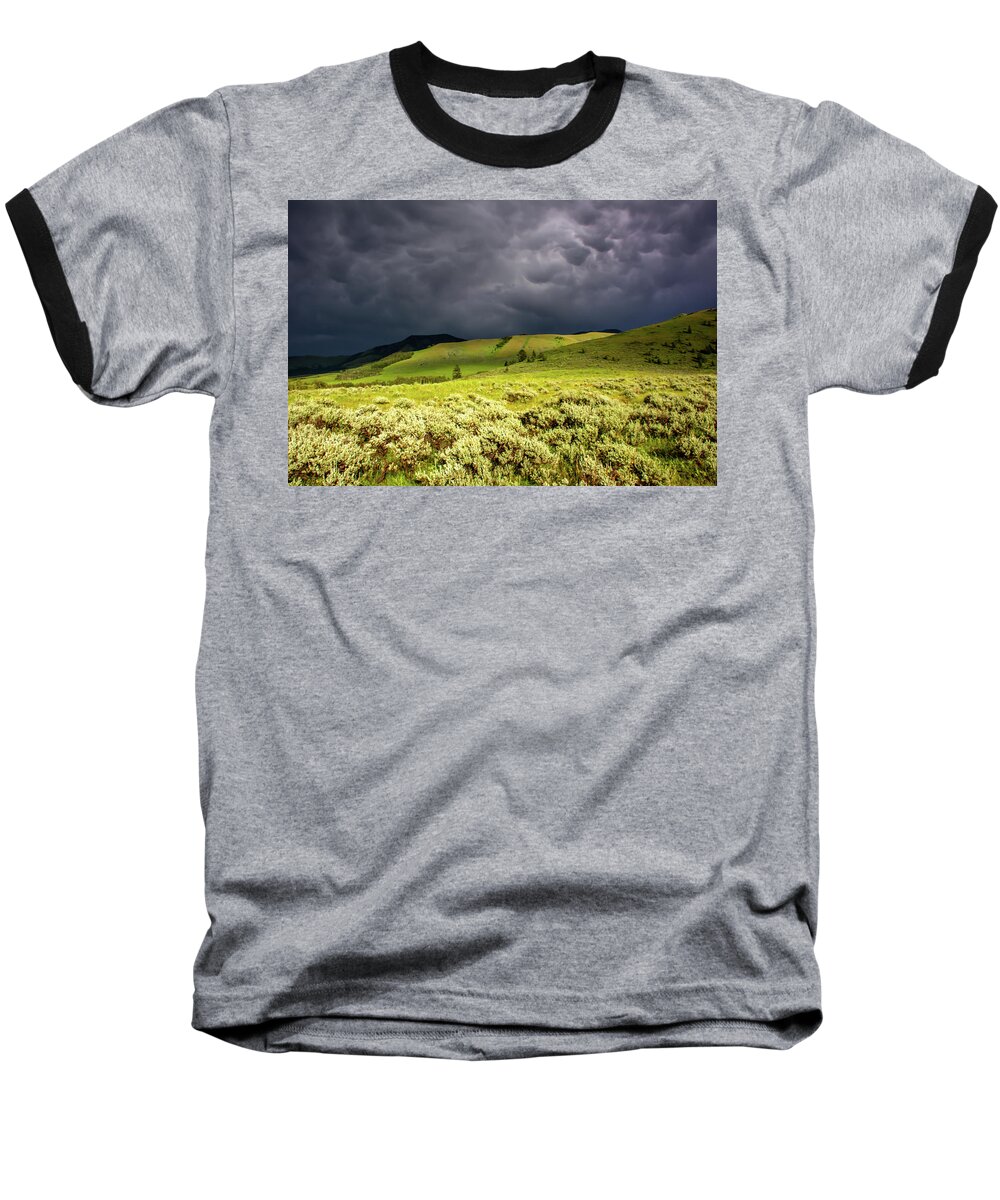 Storm Baseball T-Shirt featuring the photograph Storm over Tom Miner Basin by Douglas Wielfaert