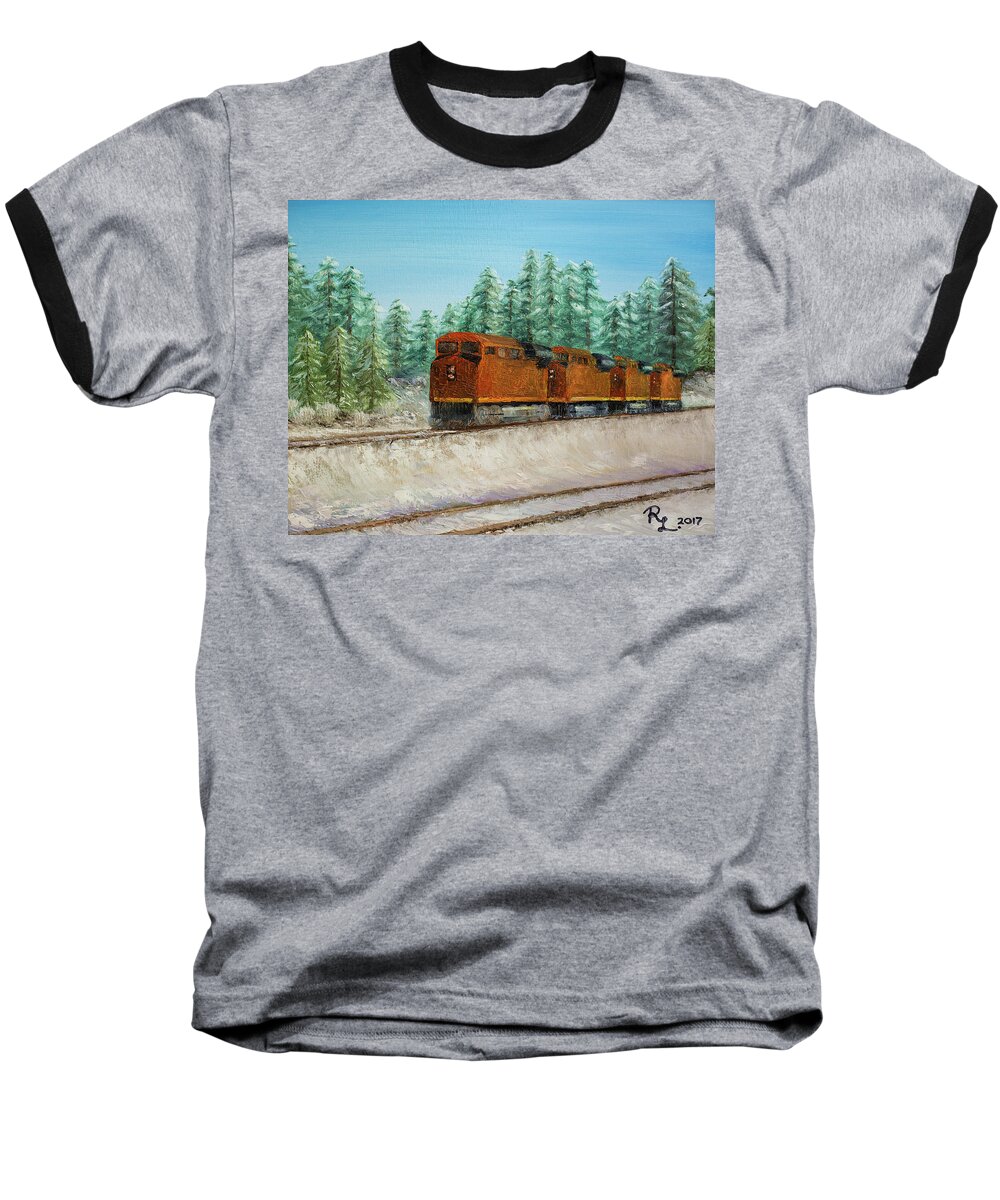 Train Baseball T-Shirt featuring the painting Strength by Renee Logan