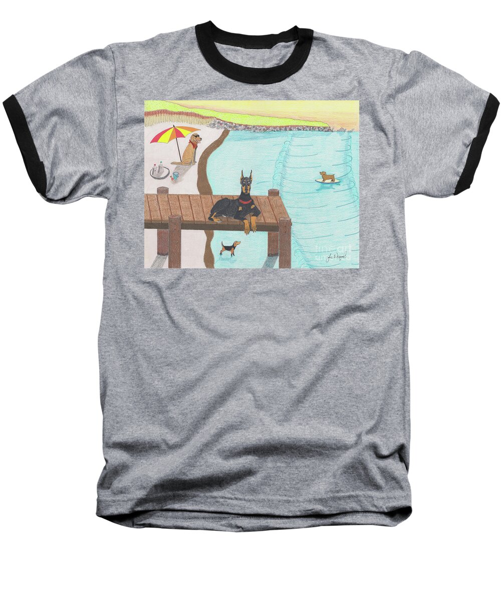 Summer Baseball T-Shirt featuring the drawing Summertime Fun by John Wiegand