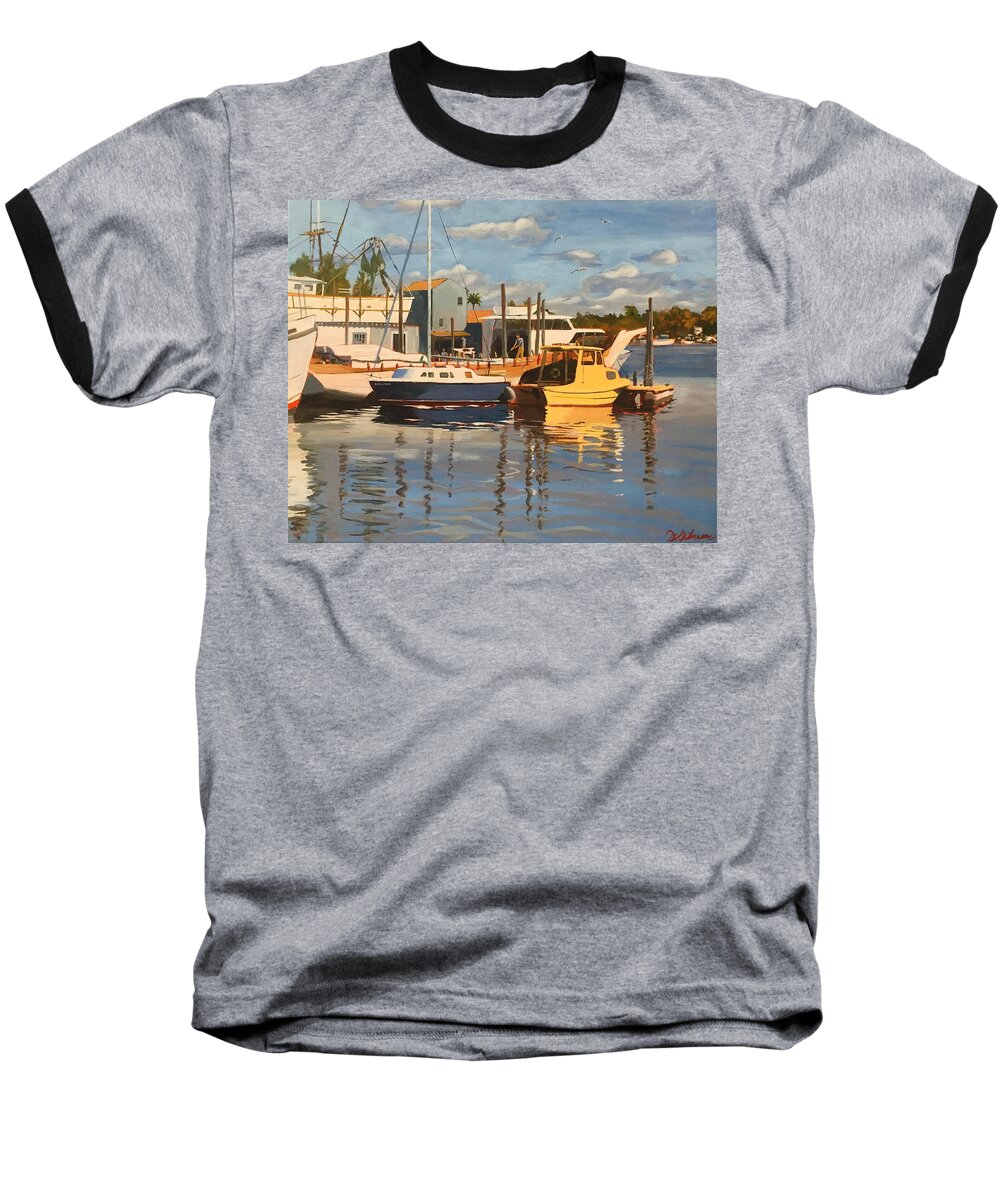 Florida Baseball T-Shirt featuring the painting Tarpon Springs Harbour by David Gilmore