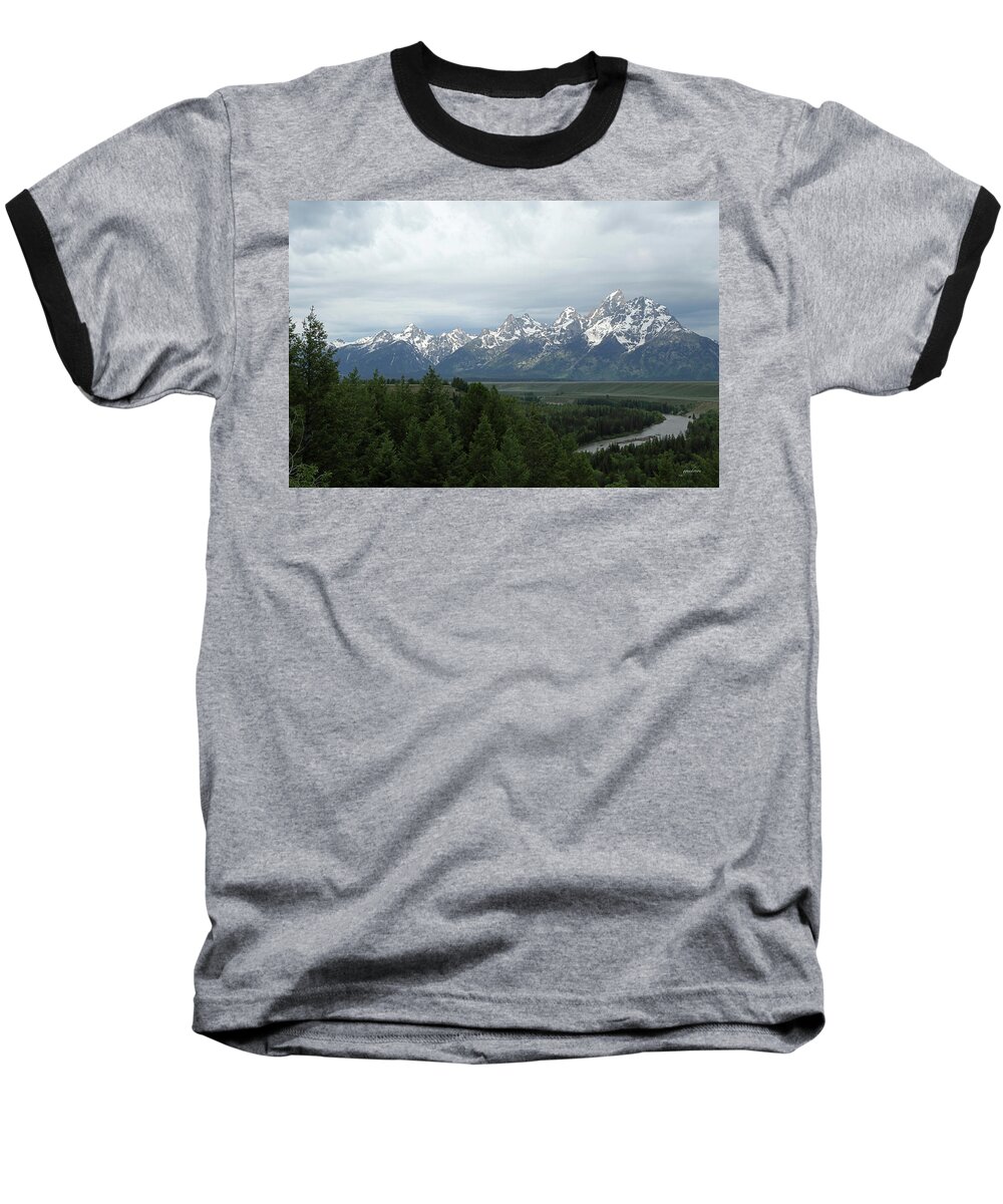 Wyoming Baseball T-Shirt featuring the photograph Tetons by Gary Gunderson