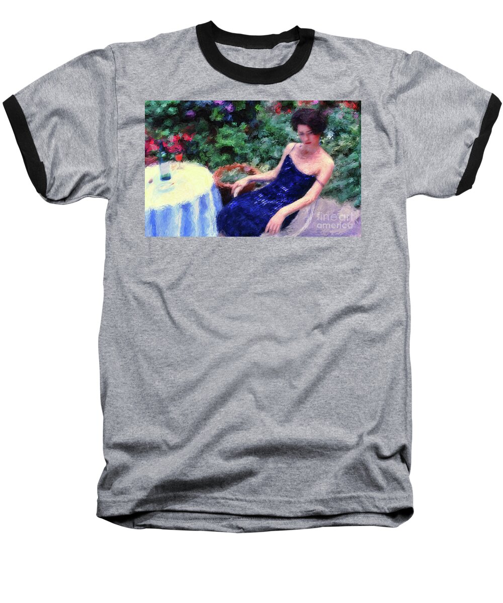 Blue Dress Baseball T-Shirt featuring the digital art The Blue Dress by Jeff Breiman