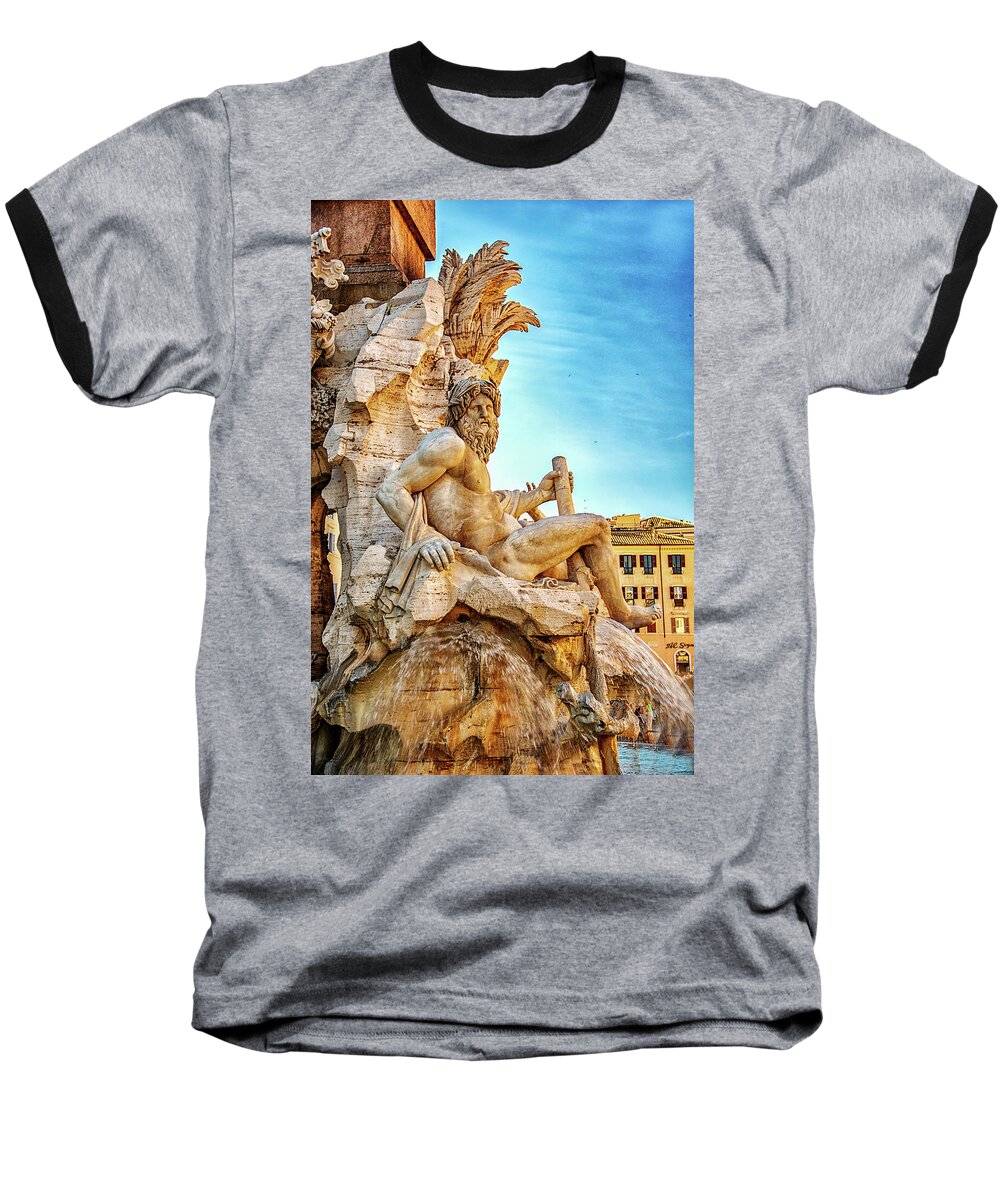 Fontana Dei Quattro Fiumi Baseball T-Shirt featuring the photograph The Ganges by Joseph Yarbrough