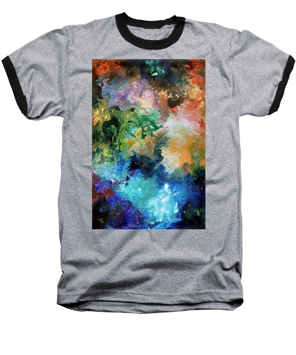 Biology Baseball T-Shirt featuring the painting The Great Diversity by Sally Trace