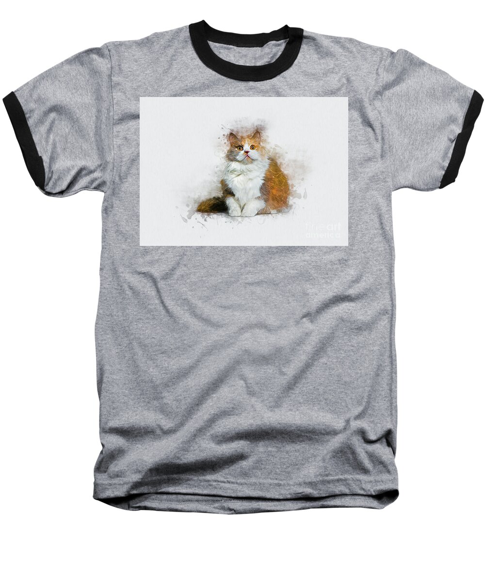 Cat Baseball T-Shirt featuring the painting The Hypnotist by Ian Mitchell