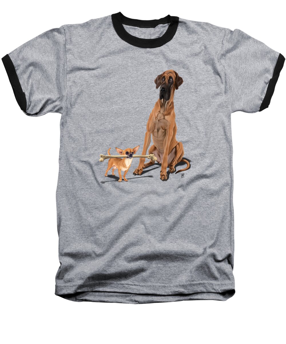 Great Dane Baseball T-Shirt featuring the digital art The Long and the Short and the Tall Colour by Rob Snow