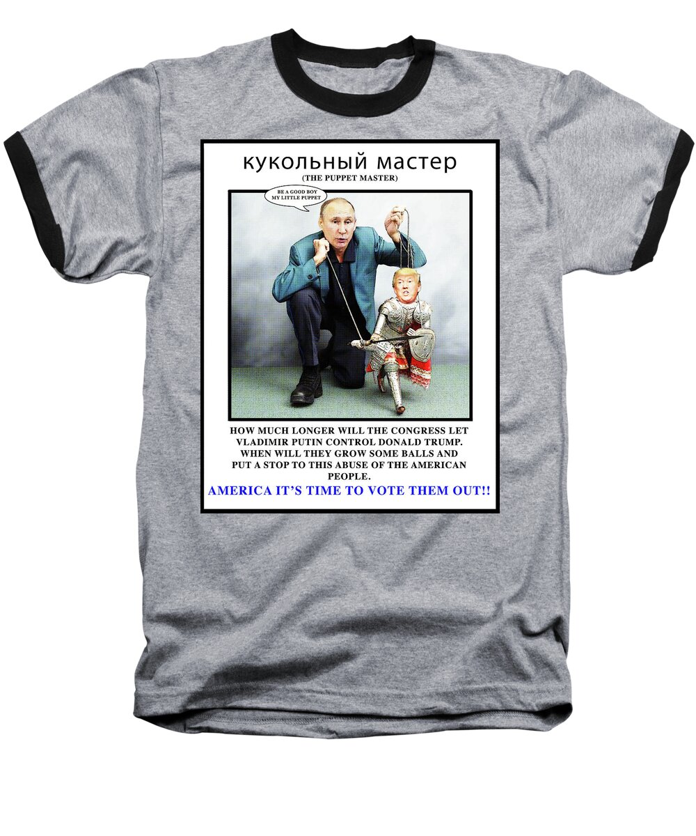 Donald Baseball T-Shirt featuring the digital art The Puppet Master by Joe Palermo