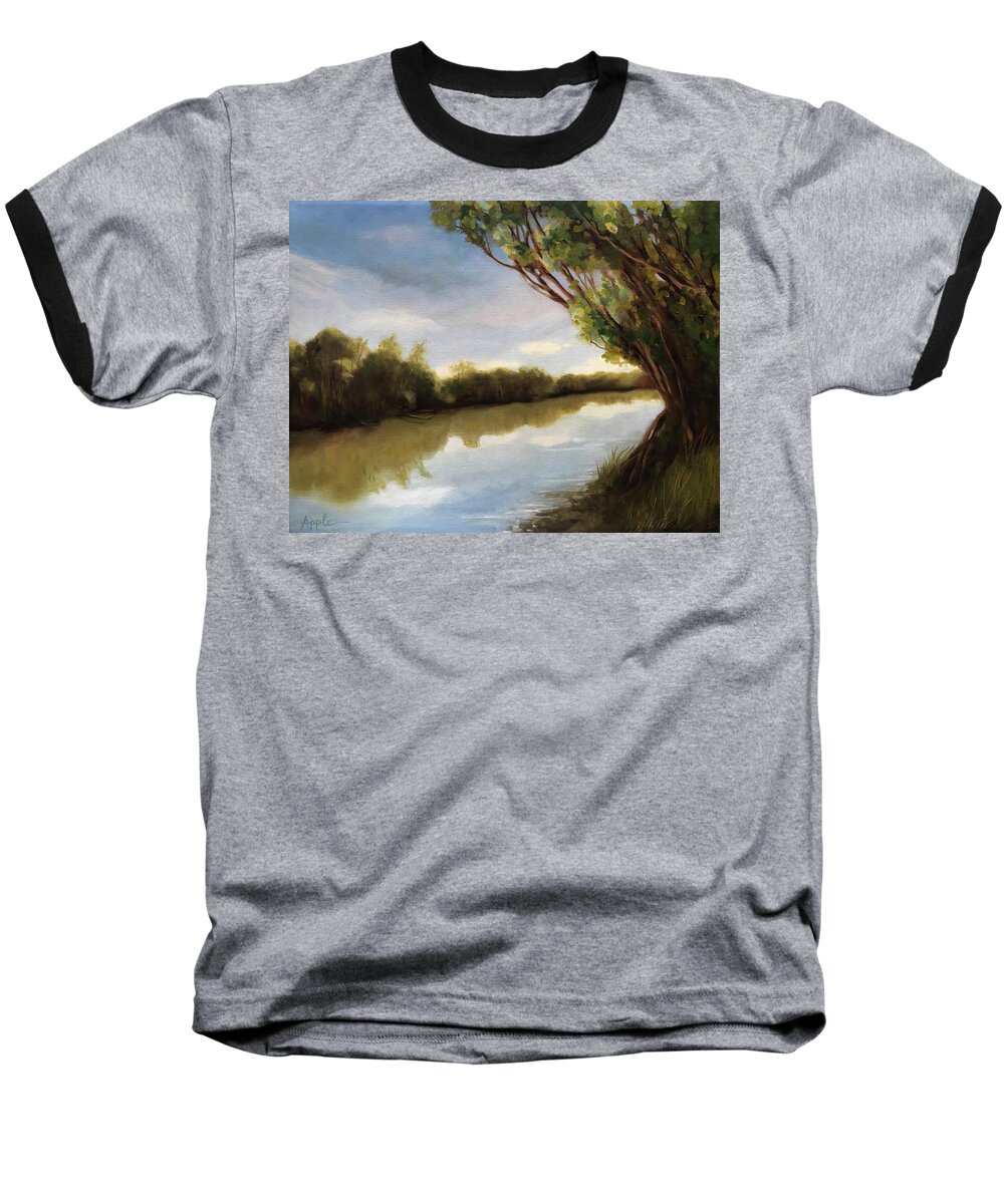 River Baseball T-Shirt featuring the painting The River by Linda Apple