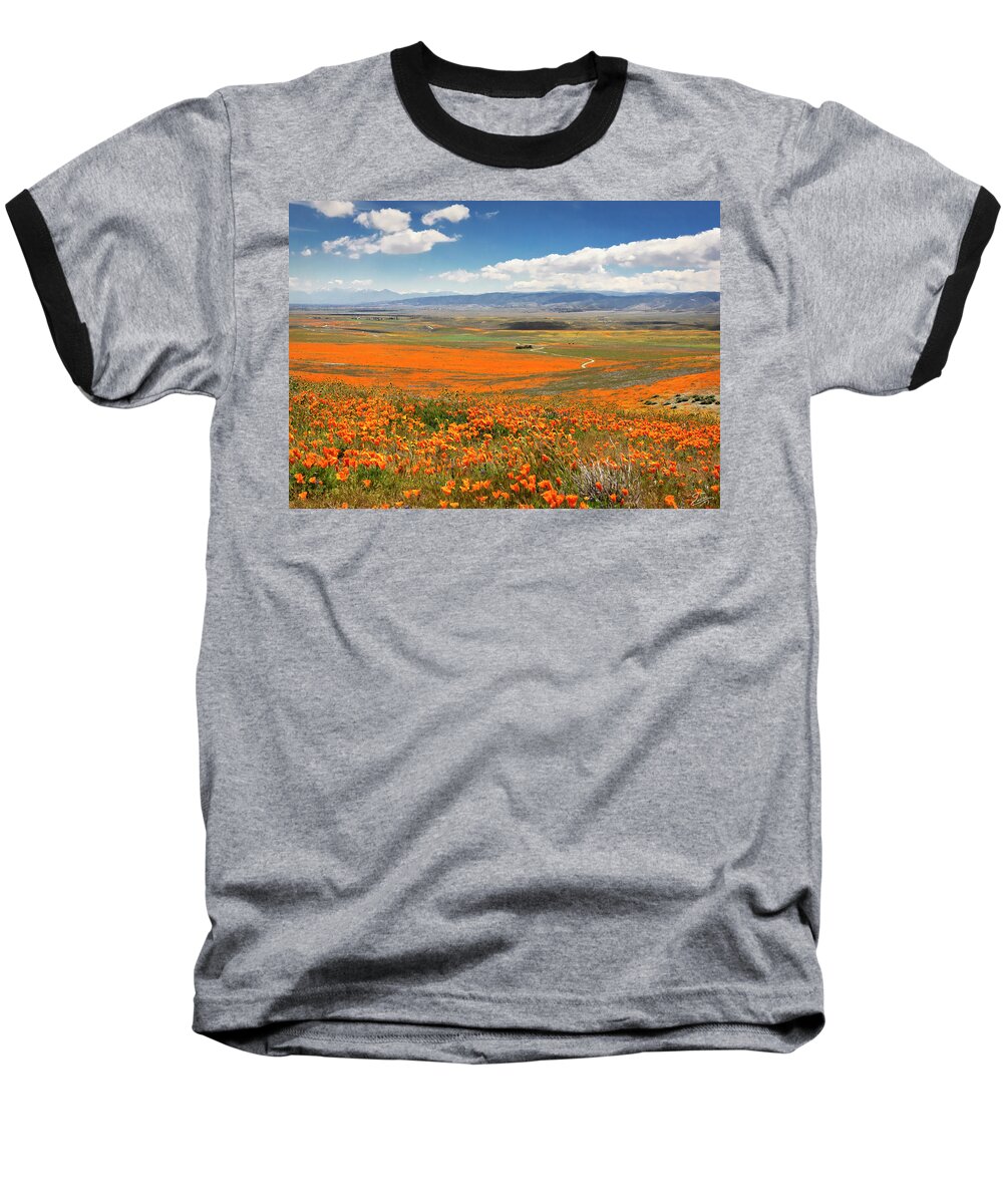  Baseball T-Shirt featuring the photograph The Road Through The Poppies 1 by Endre Balogh