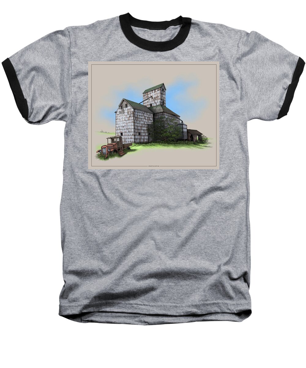 History Baseball T-Shirt featuring the digital art The Ross Elevator Version 5 by Scott Ross