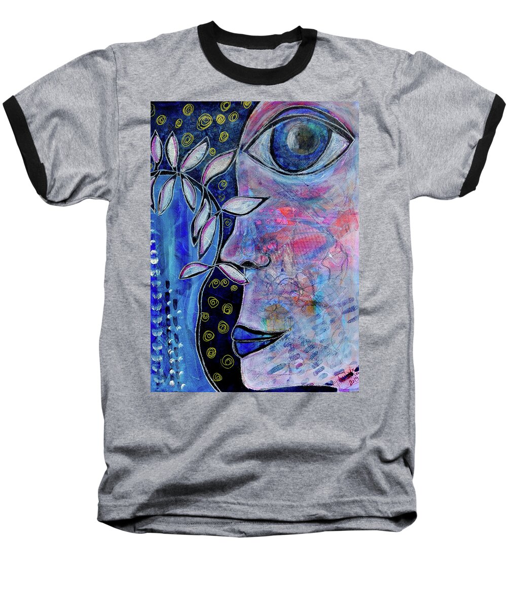 Seer Baseball T-Shirt featuring the mixed media The Seer by Mimulux Patricia No