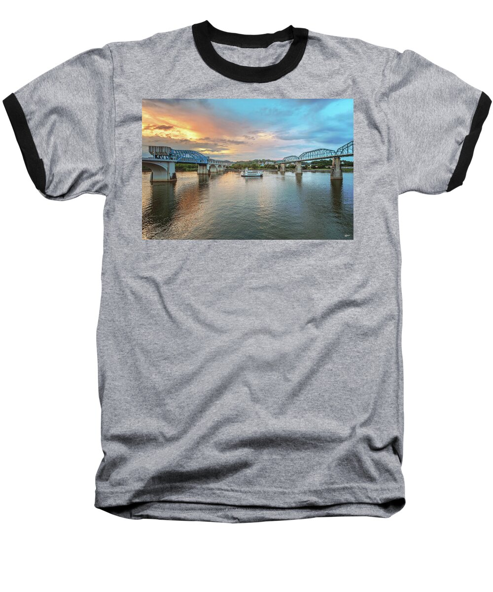 Walnut Street Baseball T-Shirt featuring the photograph The Southern Belle Between The Bridges by Steven Llorca