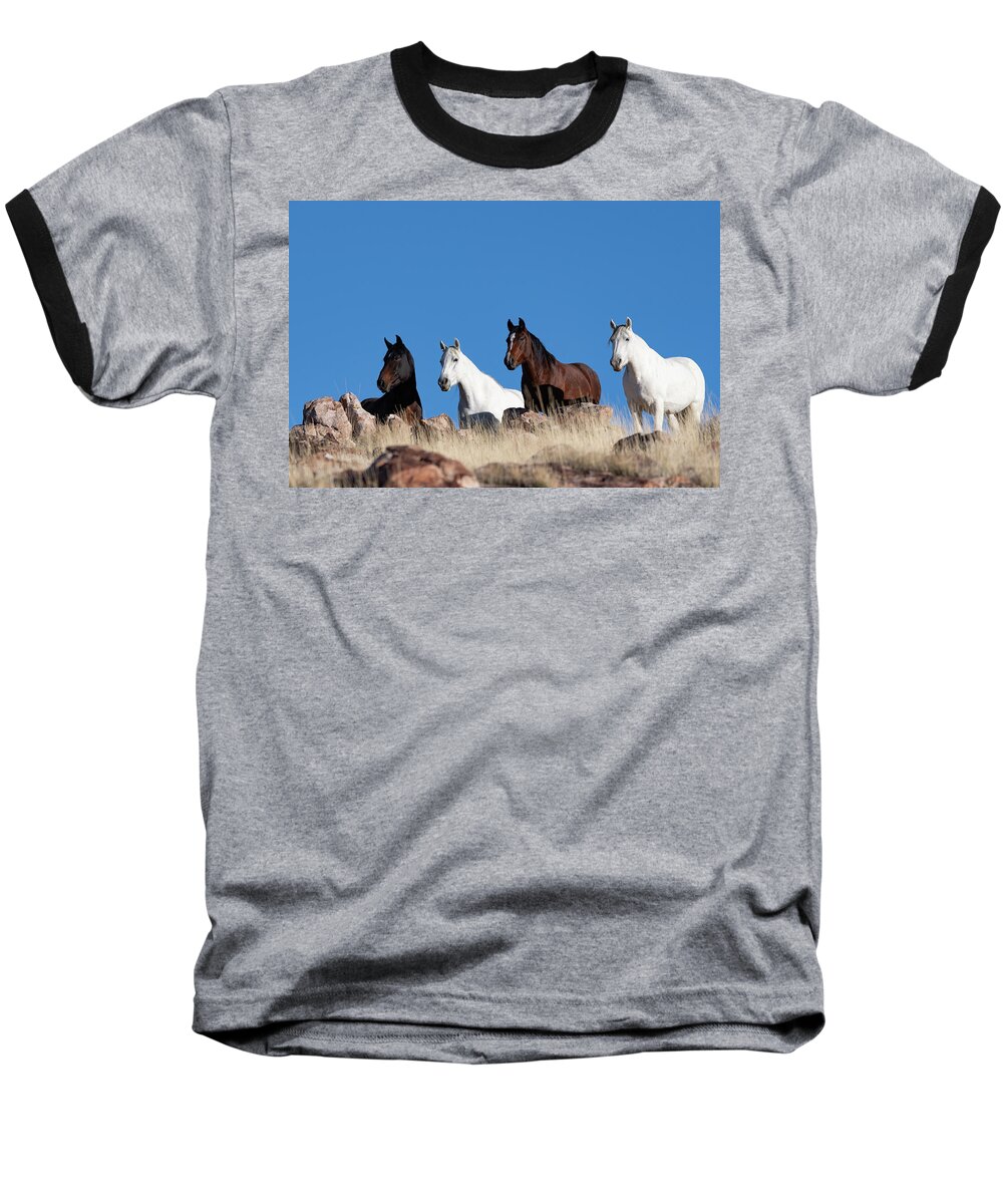 Wild Horses Baseball T-Shirt featuring the photograph The Watchers by Mary Hone
