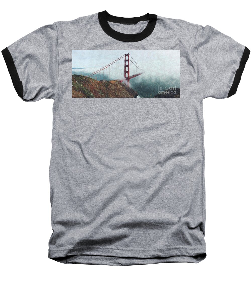 Golden Gate Bridge Baseball T-Shirt featuring the digital art The Way by Bill King