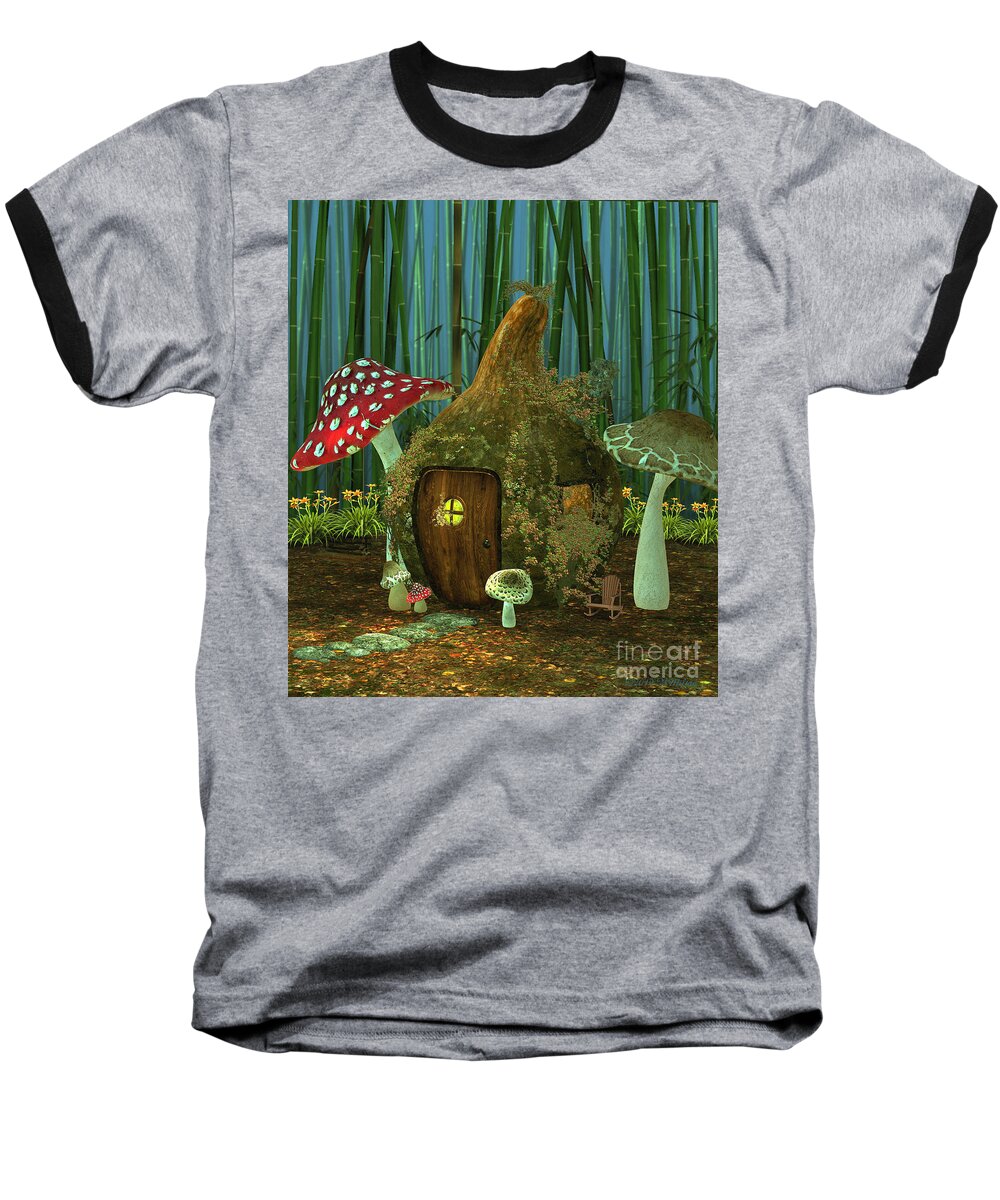 Renderosity Baseball T-Shirt featuring the mixed media Tiny Little House by Barbara Milton
