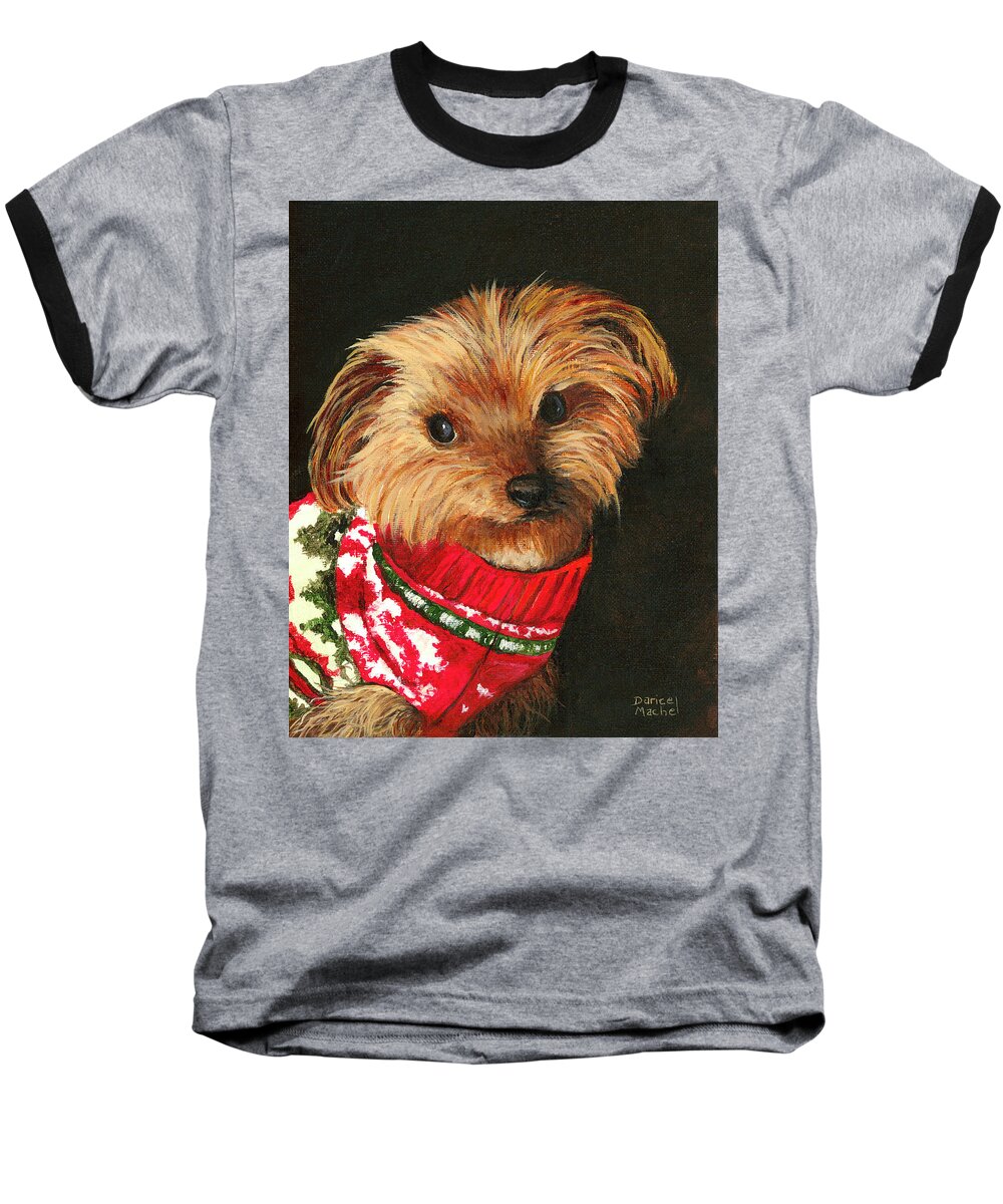 Animal Baseball T-Shirt featuring the painting Toby by Darice Machel McGuire