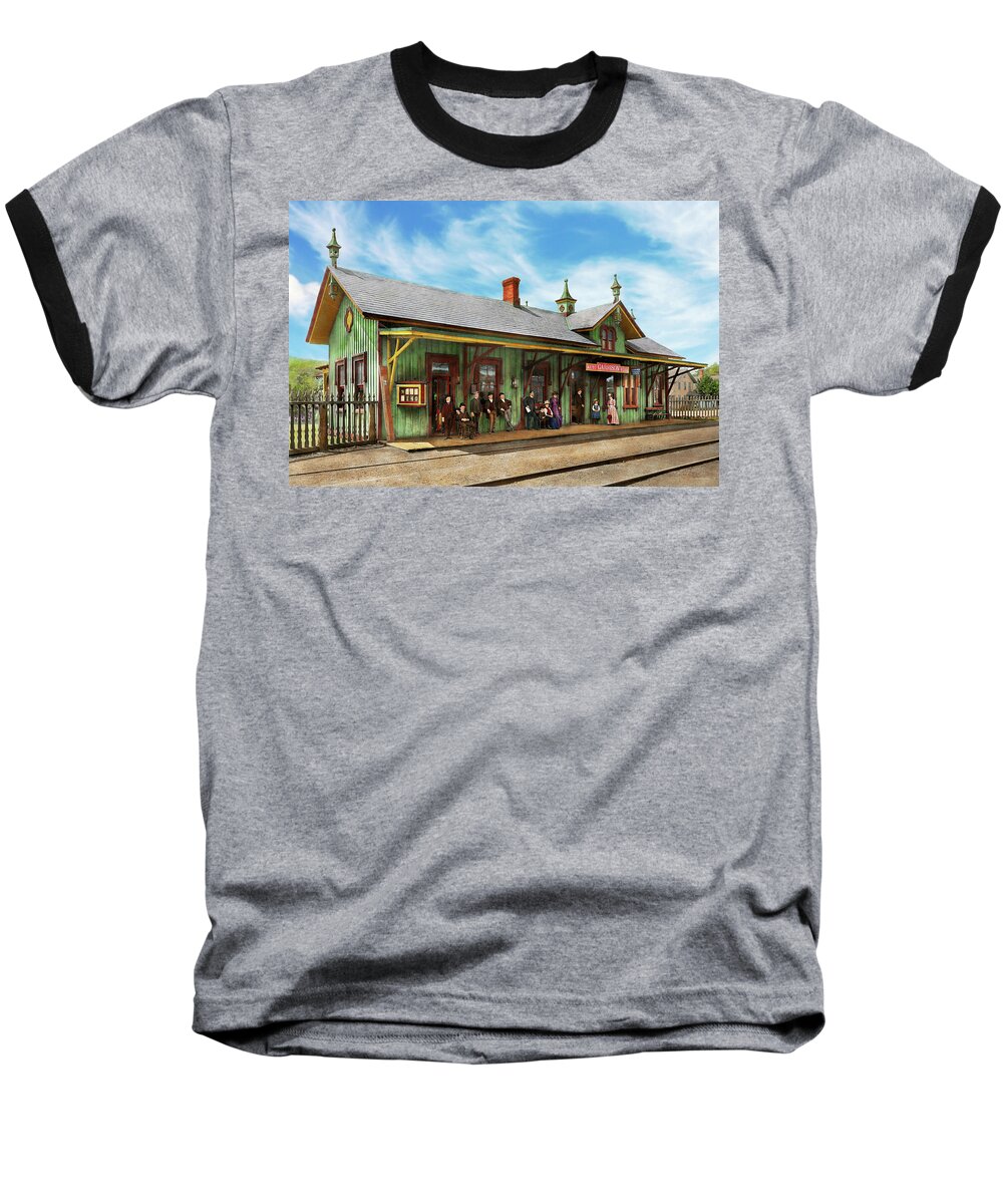 Train Station Baseball T-Shirt featuring the photograph Train Station - Garrison train station 1880 by Mike Savad