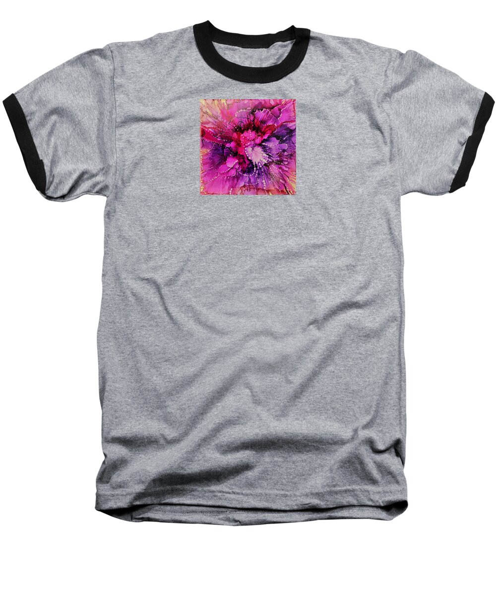 Tropical Flower Baseball T-Shirt featuring the painting Tropical Flower Abstract by Barbara Chichester