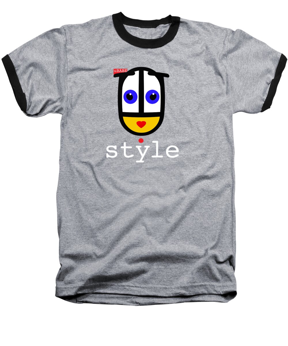 Ubabe Black Url Baseball T-Shirt featuring the digital art Ubabe Dot Style by Ubabe Style