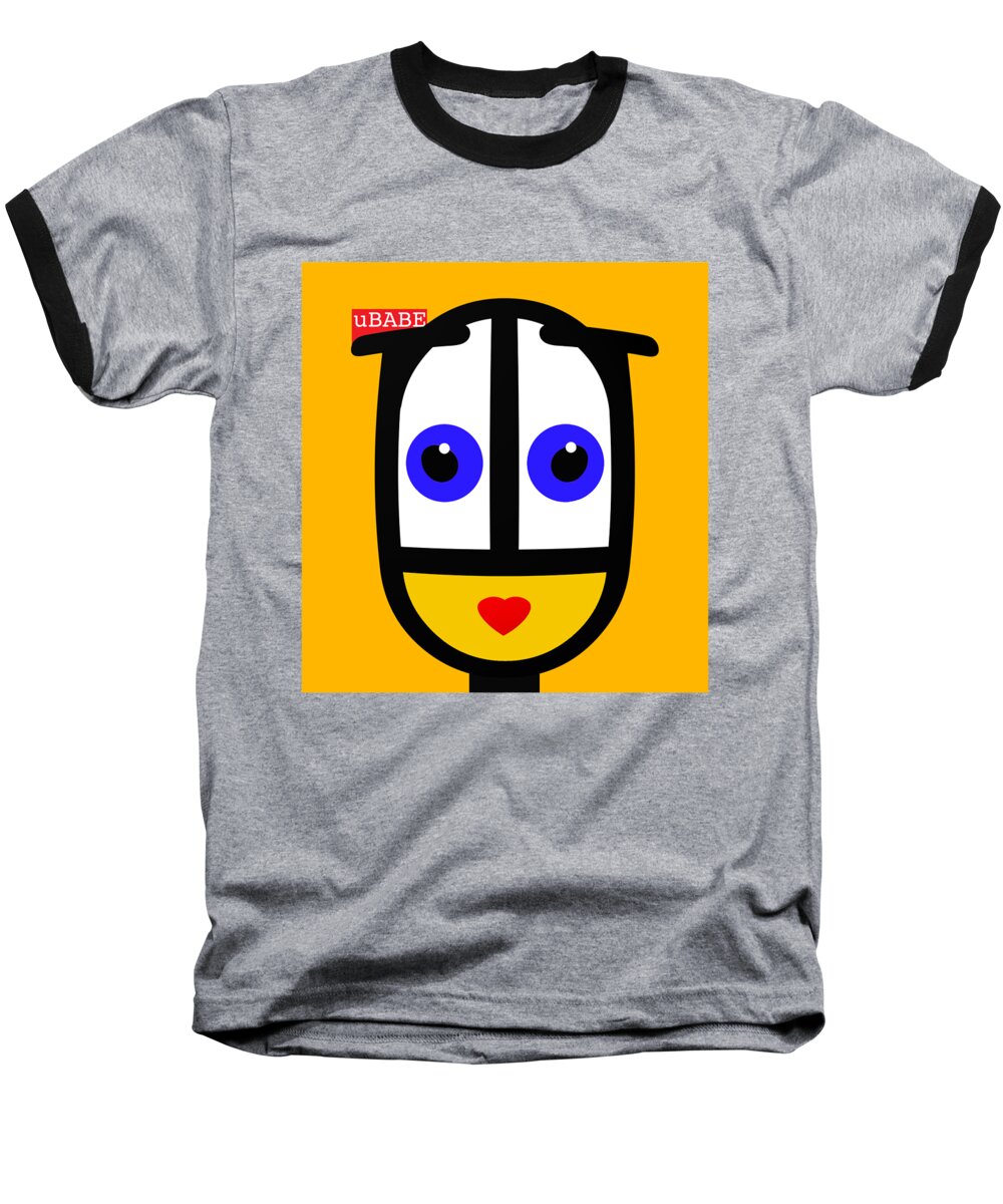 Ubabe Style Black Baseball T-Shirt featuring the digital art Ubabe Sun by Ubabe Style
