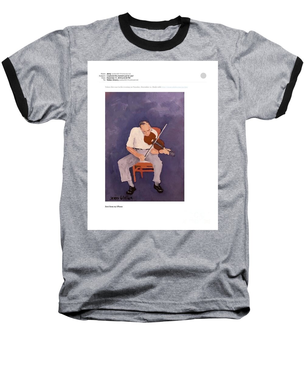Family Baseball T-Shirt featuring the painting Uncle Dan and Family by Jerry Walker