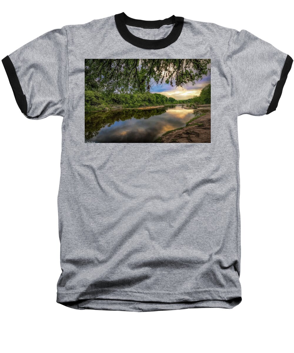 Texas-san Gabriel River Baseball T-Shirt featuring the photograph Under The Big Oak Tree by G Lamar Yancy