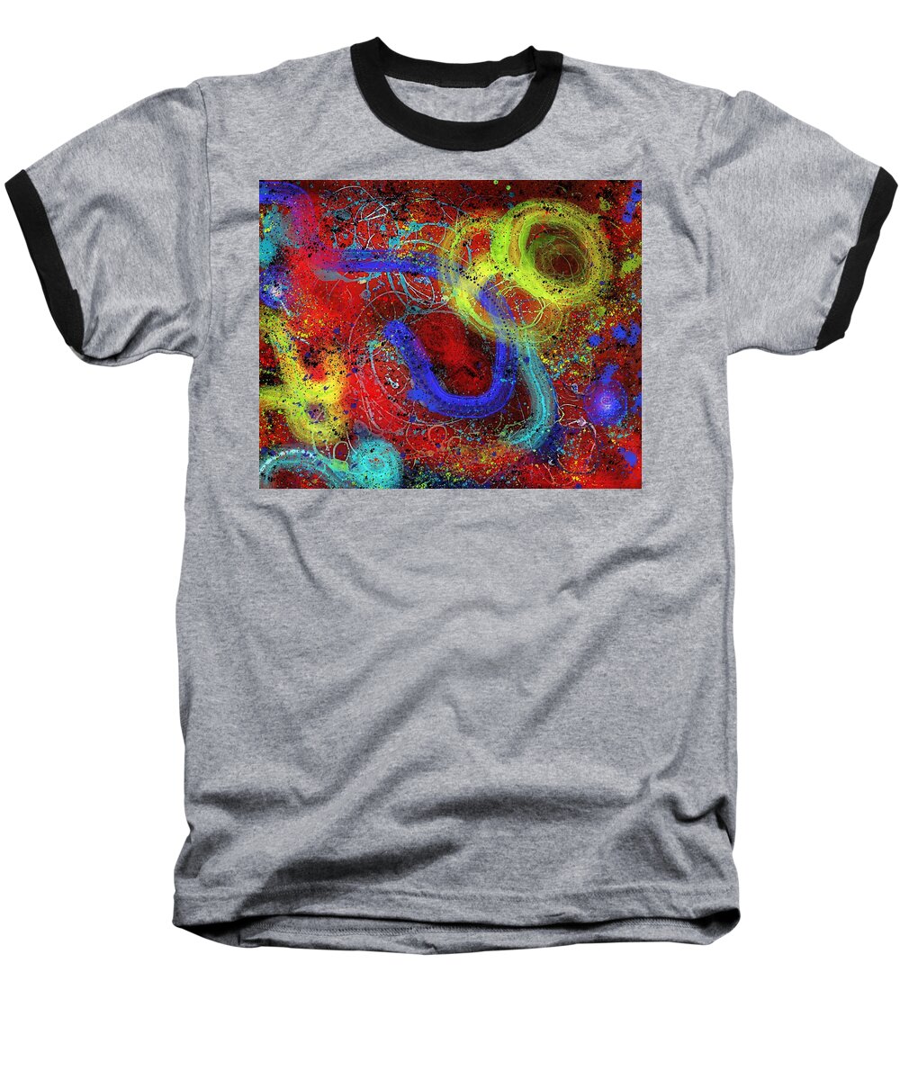 Modern Abstract Art Baseball T-Shirt featuring the painting Under The Sea Digital Addition2 by Joan Stratton
